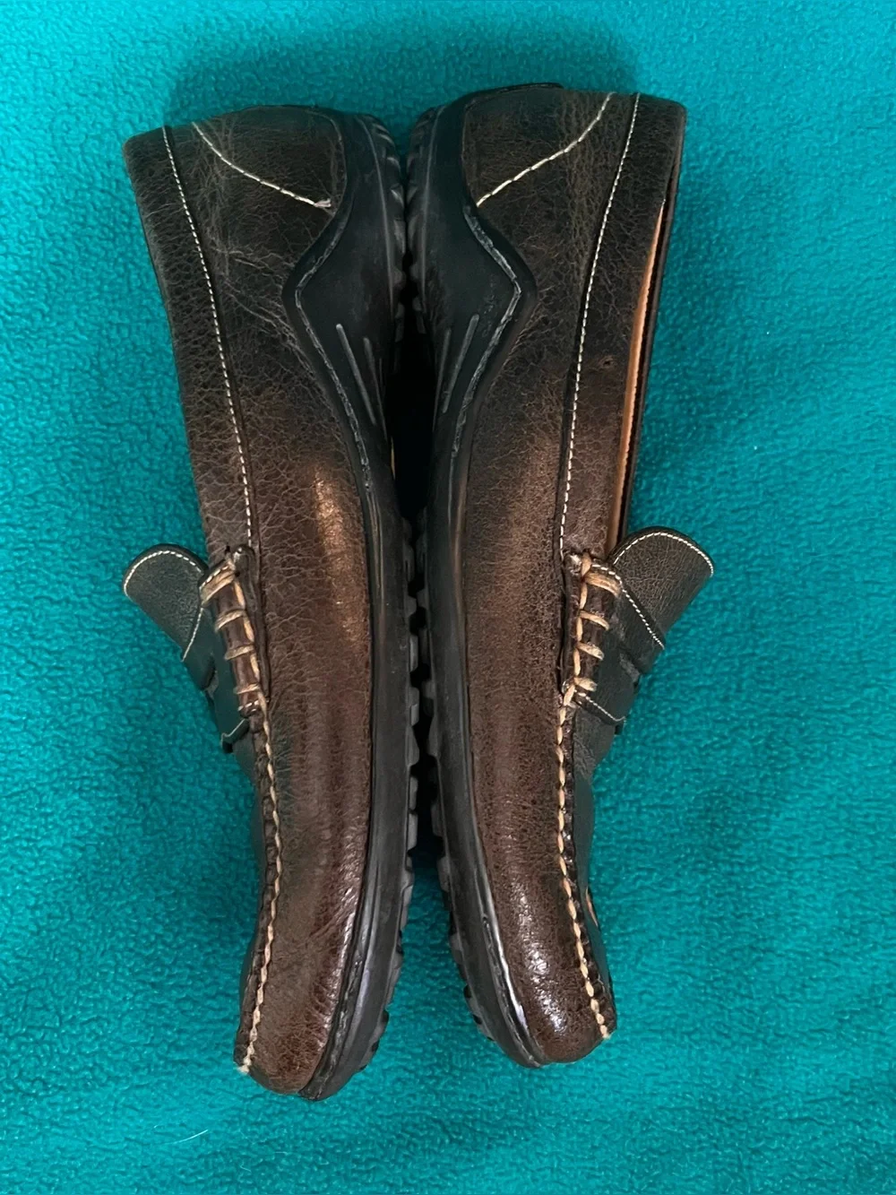 Martin Dingman Mens Walnut Brown Bill Water Buffalo Penny Loafers Sz 9